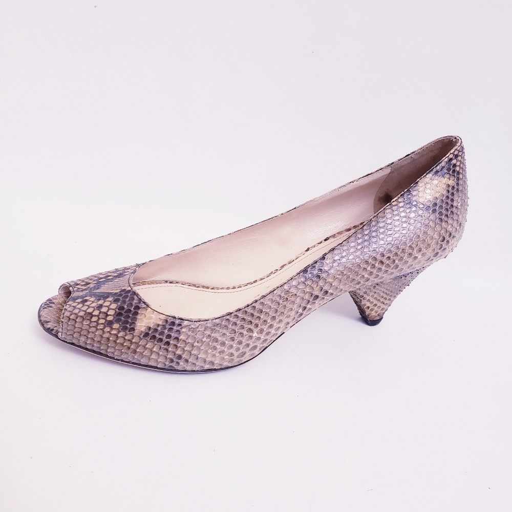 Prada Python Snakeskin Pattern Peeptoe Heels 36.5 - image 1